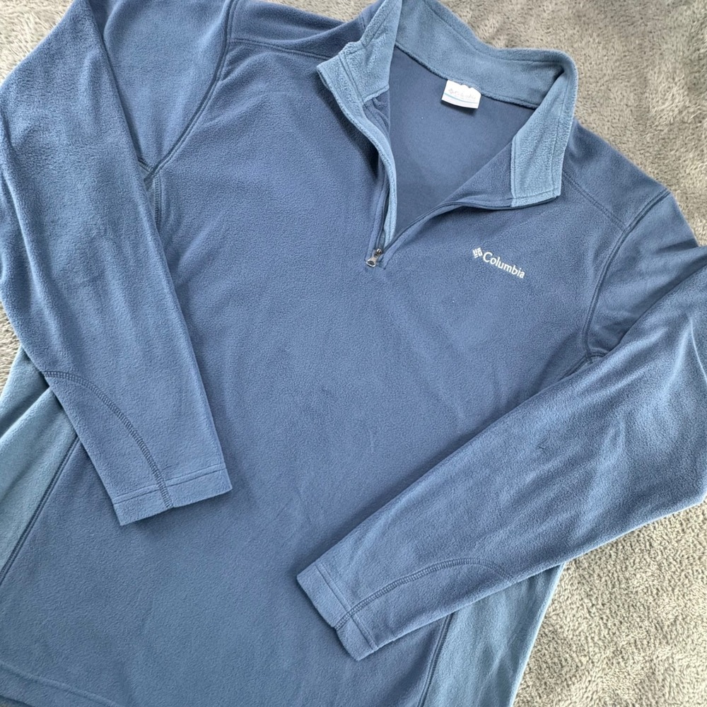 Columbia Fleece Pullover Mens Large Blue Quarter Zip XM6279 Lightweight